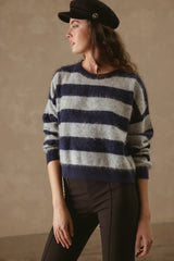 ELIDIA FUZZY STRIPE PULLOVER 082625