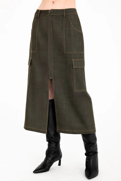TWILL DENIM CARGO SKIRT 080125