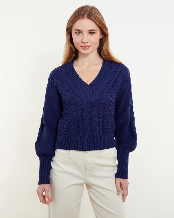 ANNA CABLE V NECK 082025