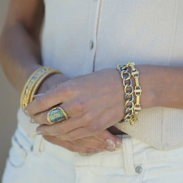 GOLD MARIA THERESA CURVED COIN RING