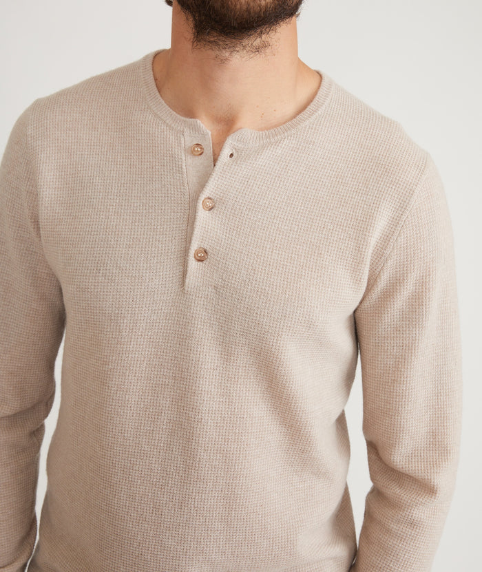 Merino Blend Sweater Henley in Oyster