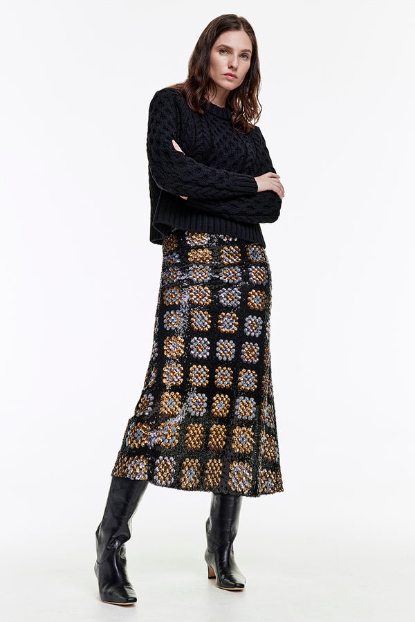 SEQUIN MIDI SKIRT 101921