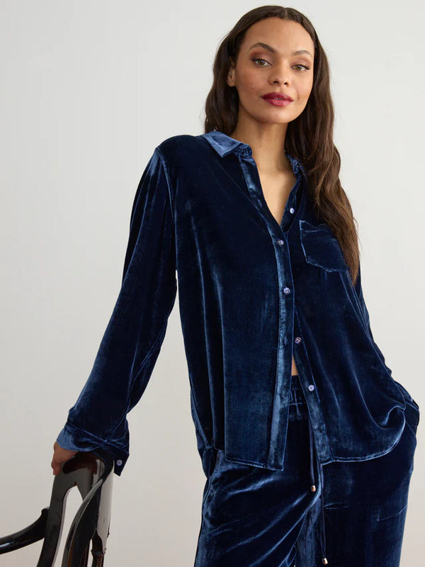 VELVET BUTTON DOWN SHIRT 102725