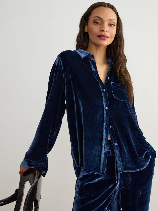VELVET BUTTON DOWN SHIRT 102725