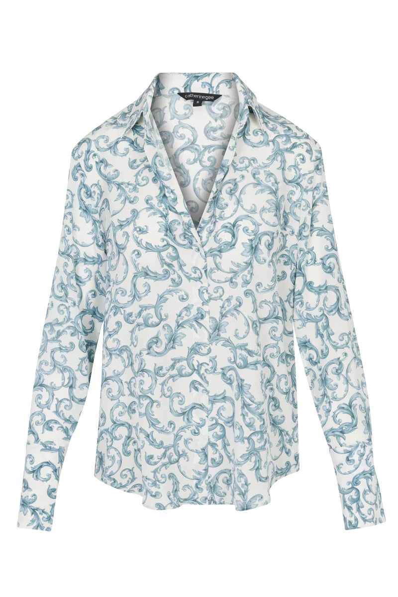 DARIA PRINT FRENCH CUFF BLOUSE 082525