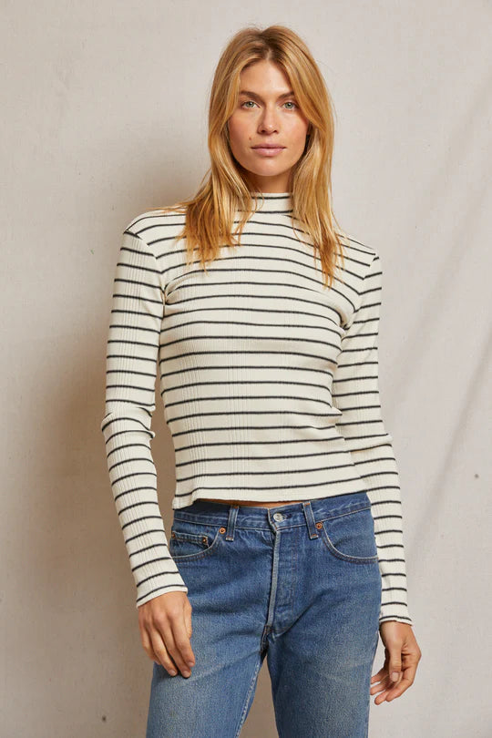 LAURYN STRIPE RIB MOCK LS 111824