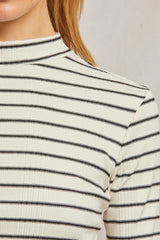 LAURYN STRIPE RIB MOCK LS 111824