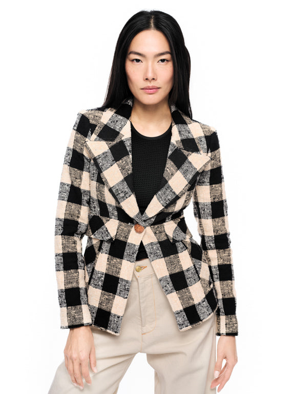 CUT AWAY BLAZER PLAID 072924