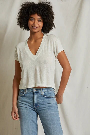 ROSIE LINEN JERSEY VNECK 071125