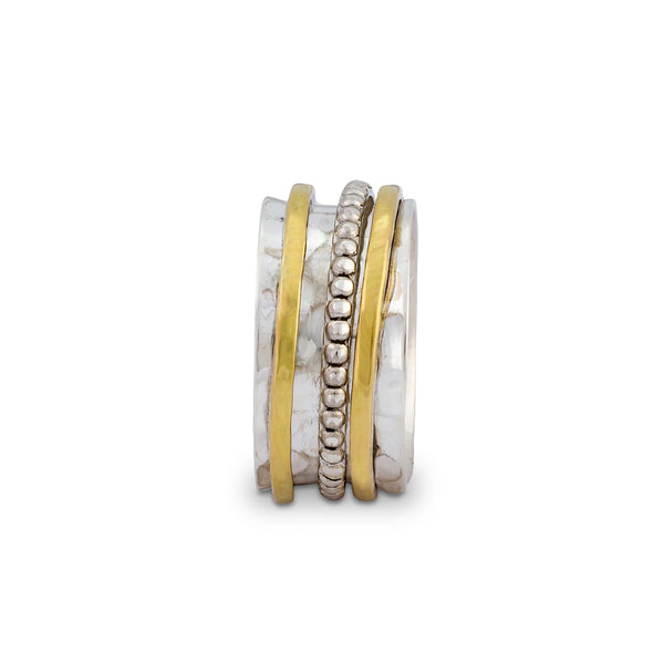 SPINNER RING W/BRASS AND SILVER DOT