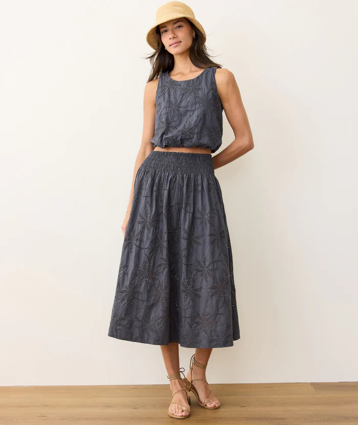 BEA EYELET MIDI SKIRT 061825