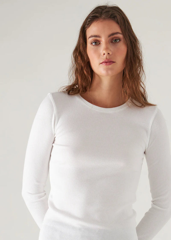 STRETCH RIBBED LS CREW NECK T 032224