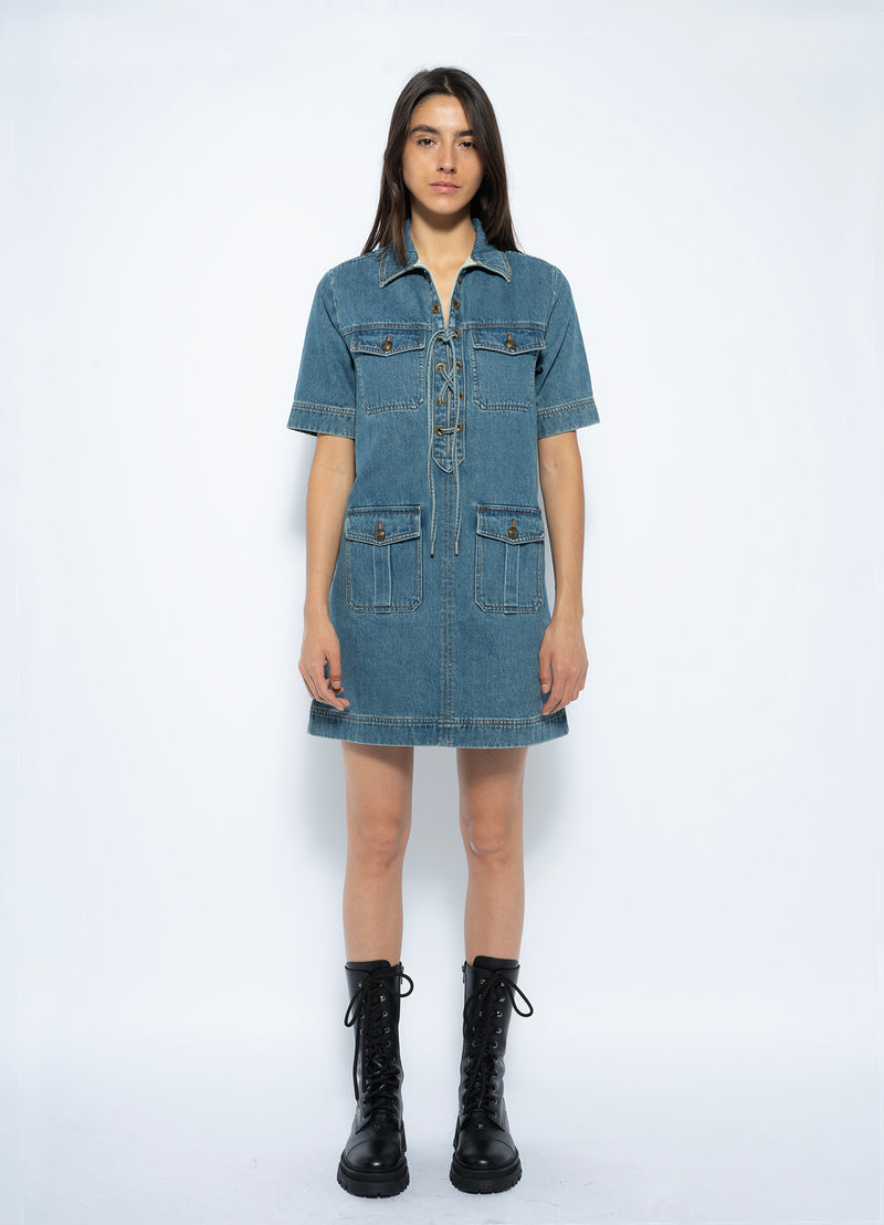 RECORD DENIM DRESS 042625