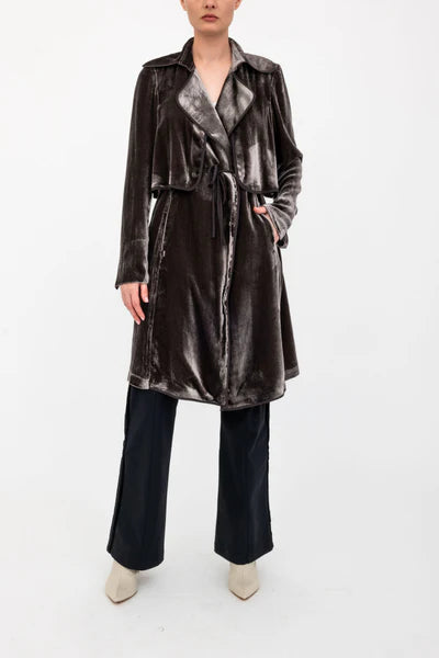 SILK VELVET TRENCH COAT 110924