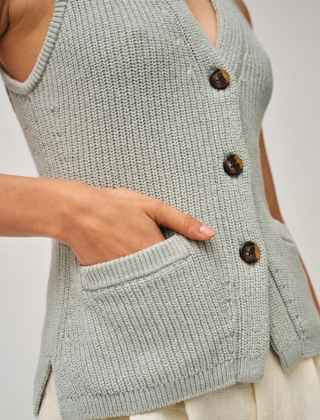 COTTON LINEN RIBBED WAISTCOAT