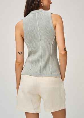 COTTON LINEN RIBBED WAISTCOAT