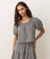 GIA POPLIN GINGHAM BLOUSE 081825