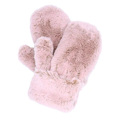 FROSTED FAUX FUR MITTENS 111824