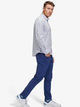 LEEWARD NO TUCK DRESS SHIRT - NAVY WINDOWPANE
